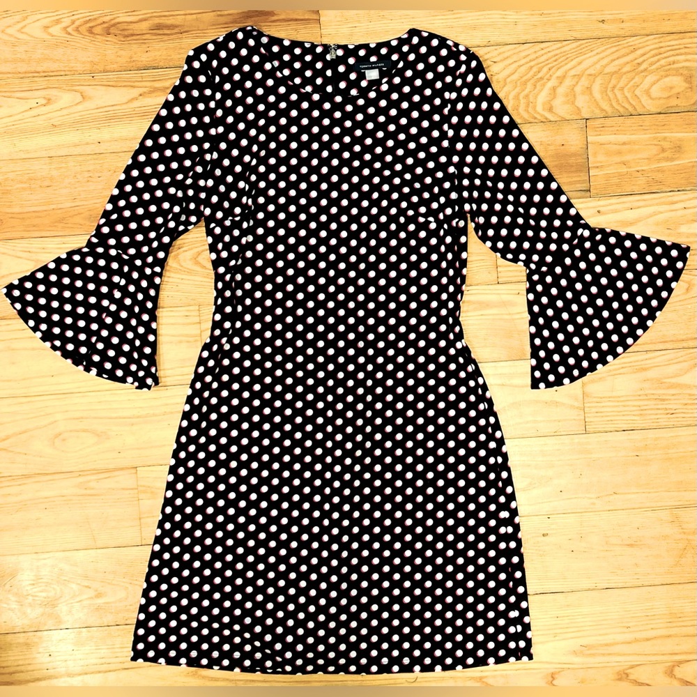 Tommy Hilfiger Bell Sleeve Knee Length Polka Dot Dress